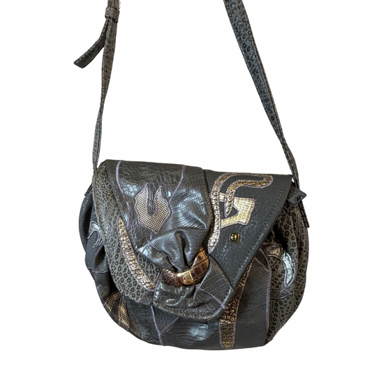 Vintage Faux Animal Skin Purse with Gold Details