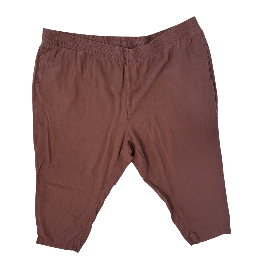 Old Navy High Rise Straight Leg Linen Blend Pull on Pants in Brown