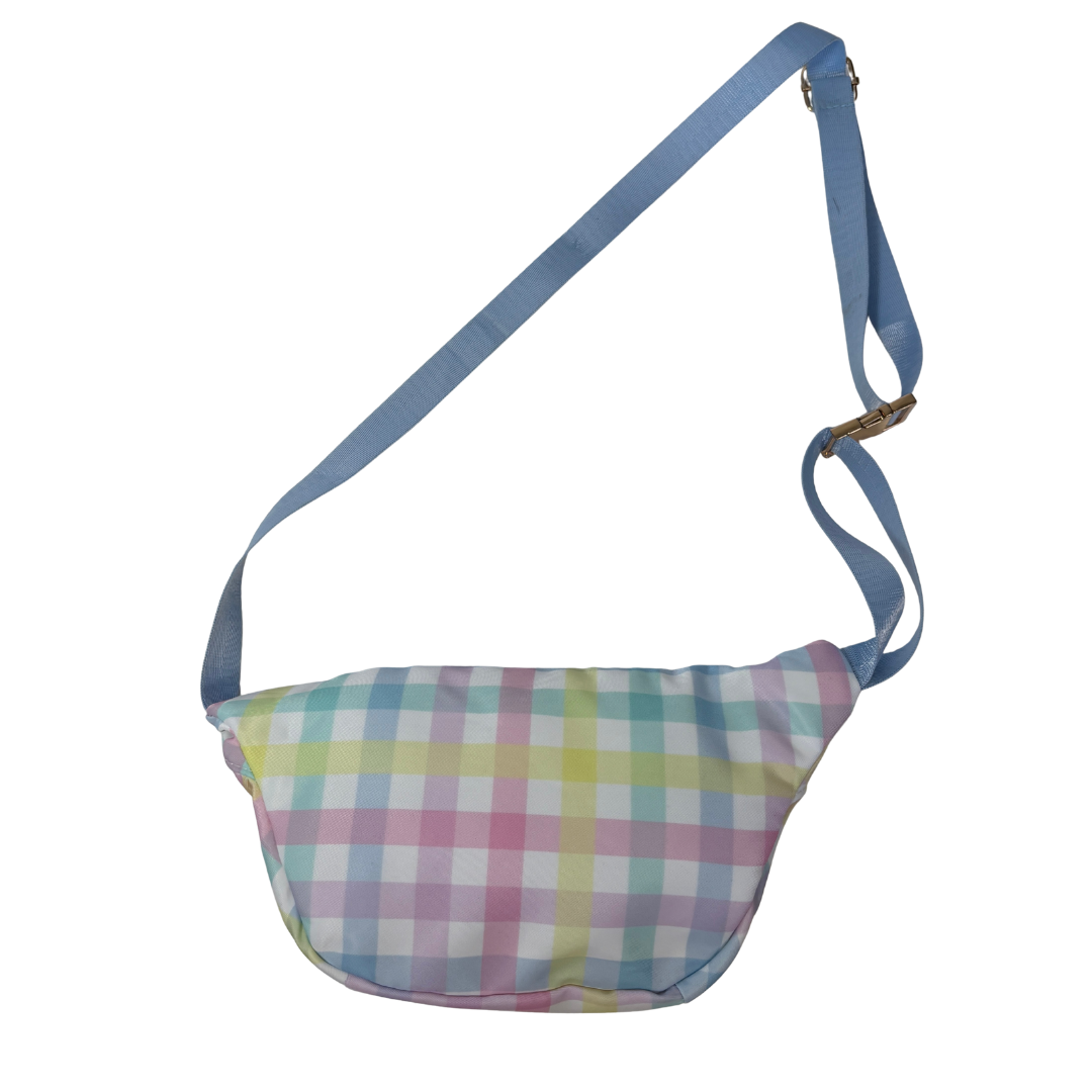 Pastel Rainbow Gingham Fanny Pack with Ruffle