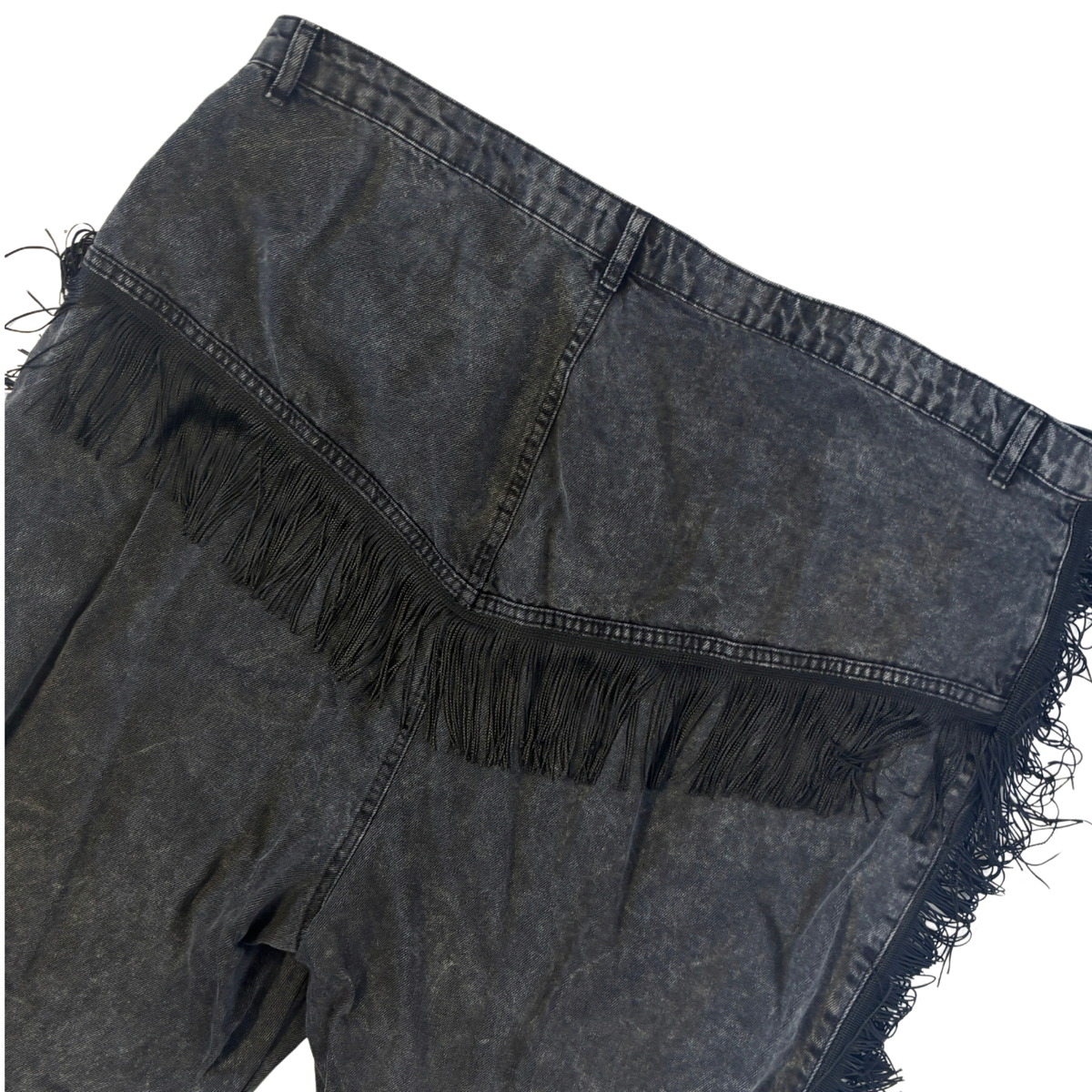 NastyGal Black Vintage Wash Jeans with Fringe Details