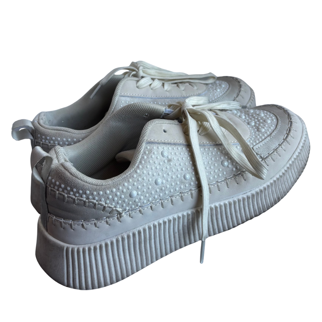 White Pearl Covered Platform Sneakers (Size 9.5)