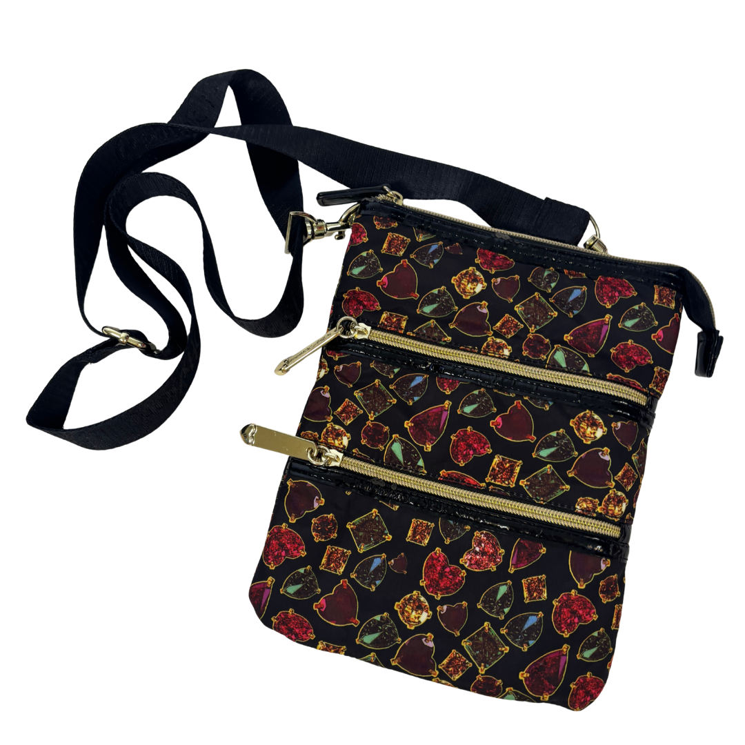 Vintage McBling Betseyville by Betsey Johnson Jewel Print Cross Body Bag
