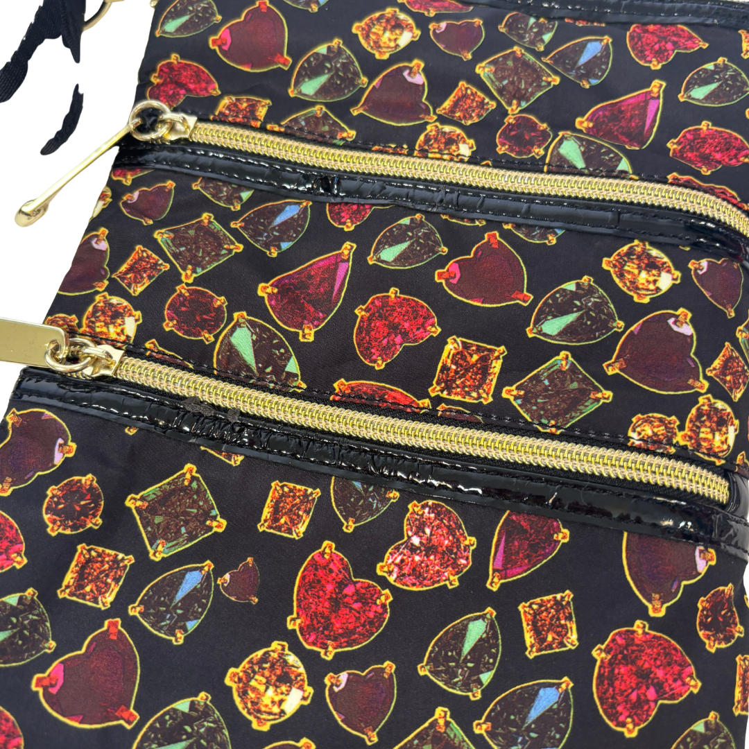 Vintage McBling Betseyville by Betsey Johnson Jewel Print Cross Body Bag