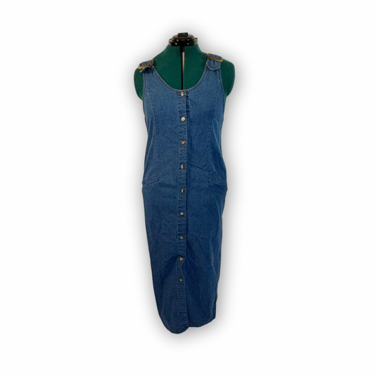 Vintage Denim Button Front Midi Dress