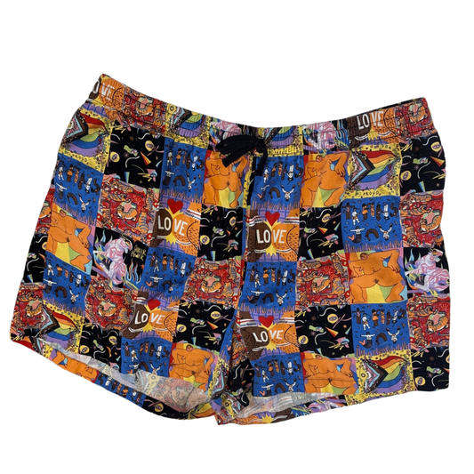 Lucy and Yak Pride Patchwork Print Pull-on Shorts