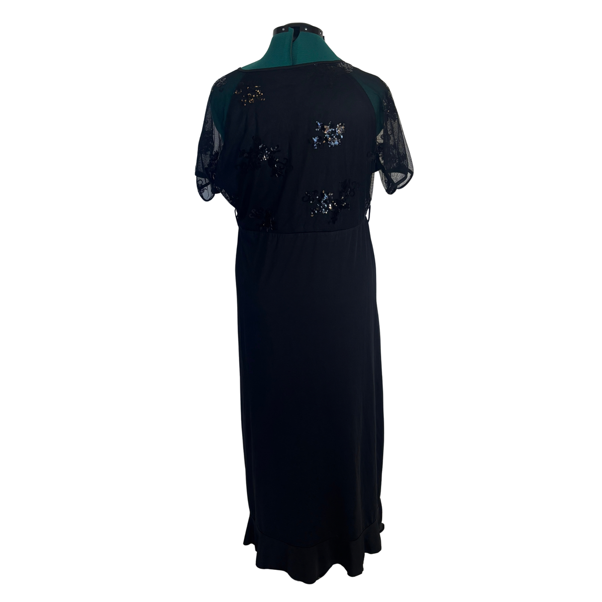 Black Midi Dress with Mesh and Sequin Details