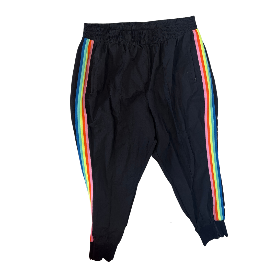 Fabletics Black Track Pants with Neon Stripes