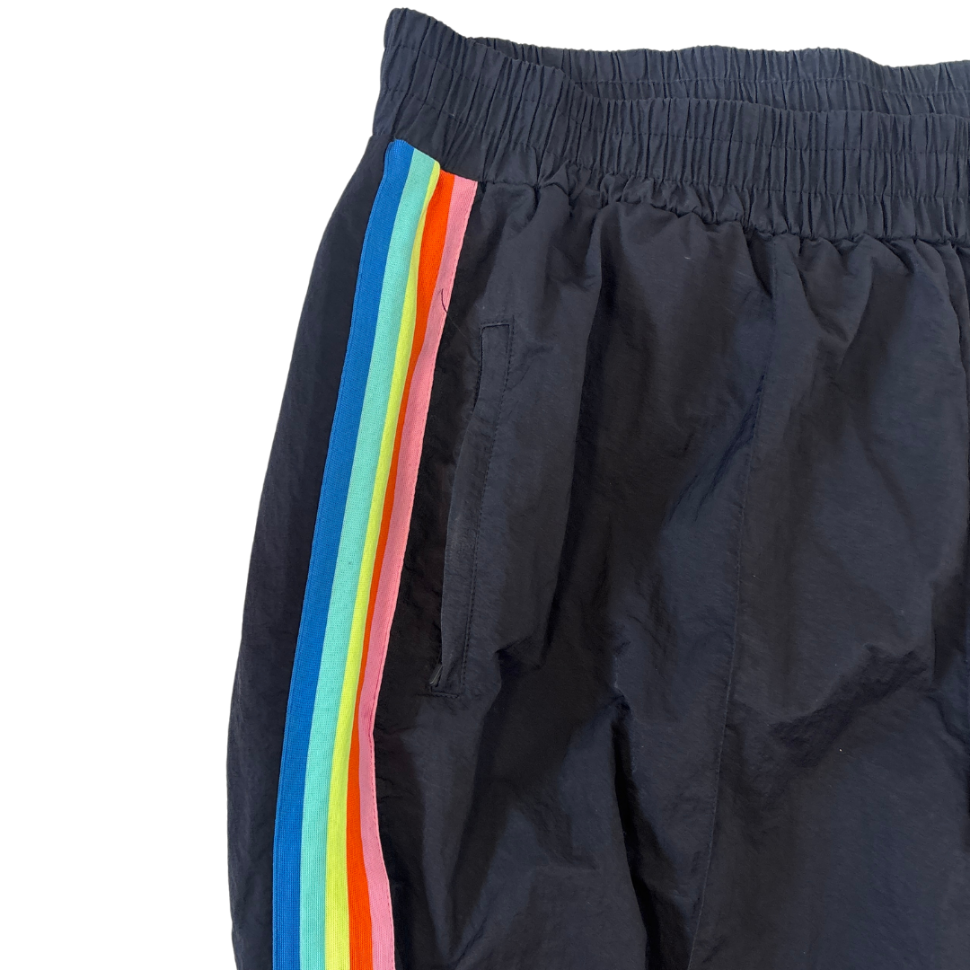Fabletics Black Track Pants with Neon Stripes