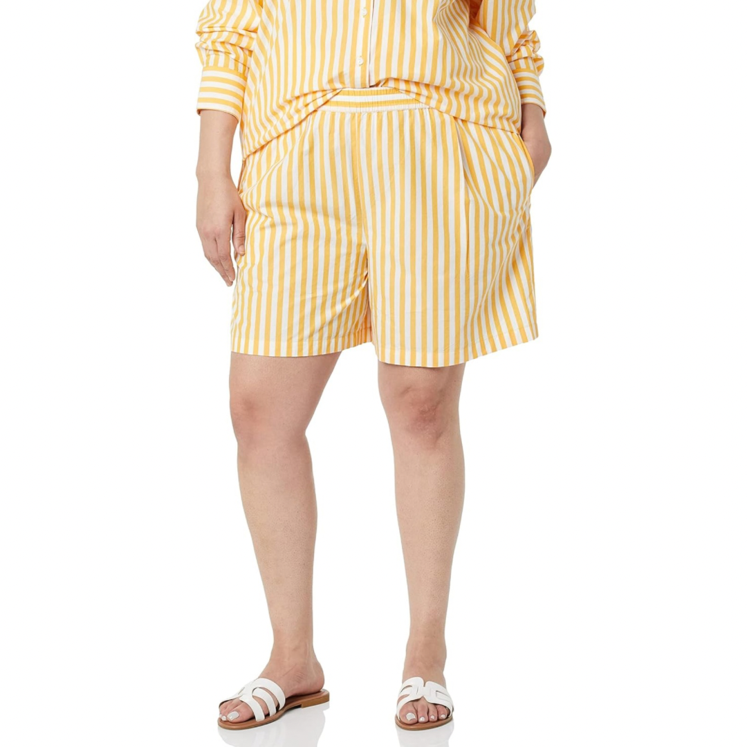 Yellow Striped Button Down and Shorts Coord