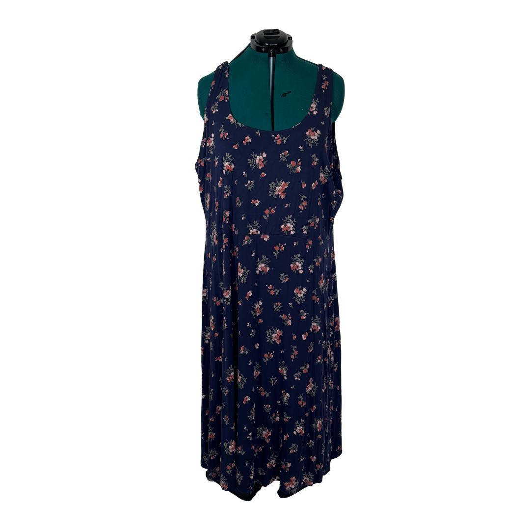 Old Navy Navy and Pink  Floral Sleeveless Midi Dress