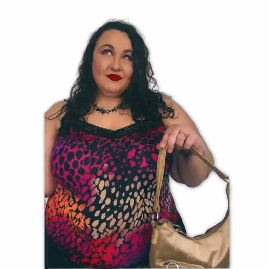 Vintage Fashion Bug Animal Print Lace Trim Cami