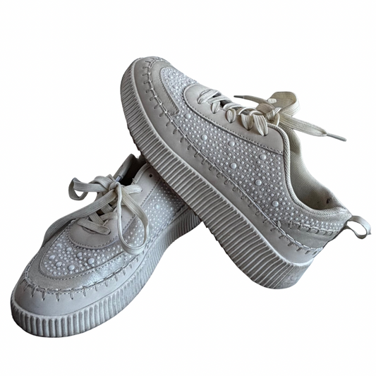 White Pearl Covered Platform Sneakers (Size 9.5)