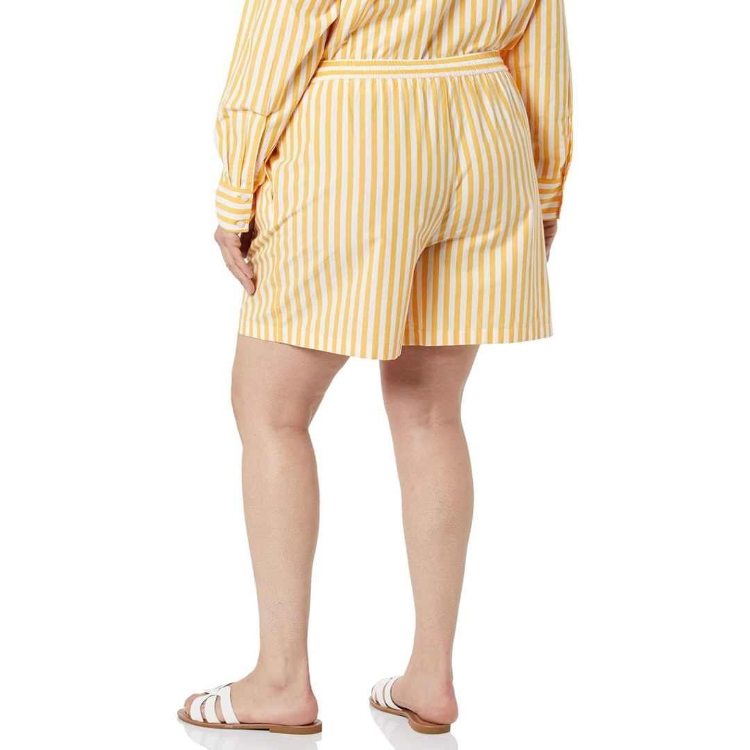Yellow Striped Button Down and Shorts Coord