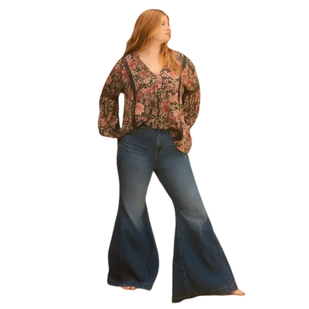 Torrid Festi Dark Floral Peasant Top