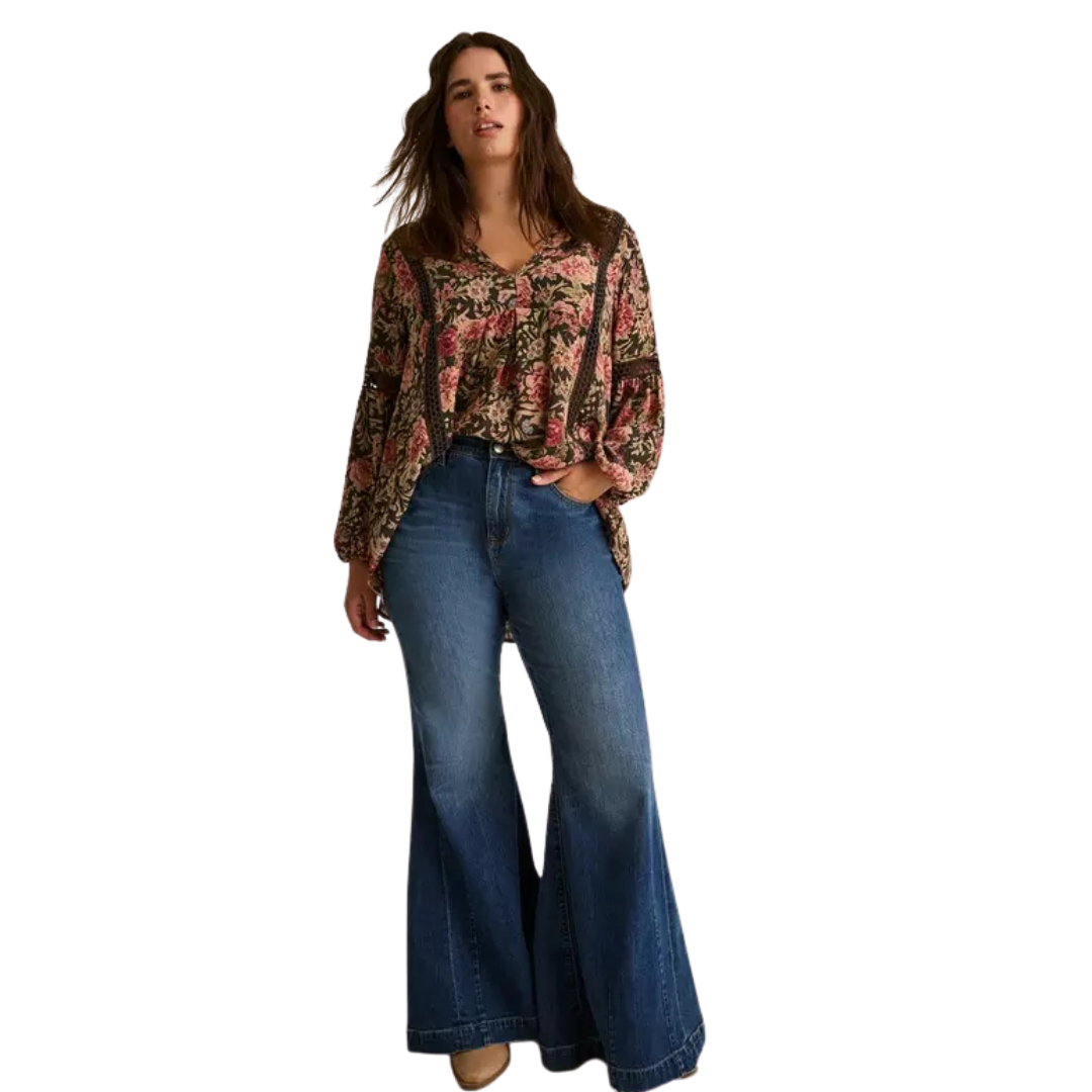 Torrid Festi Dark Floral Peasant Top