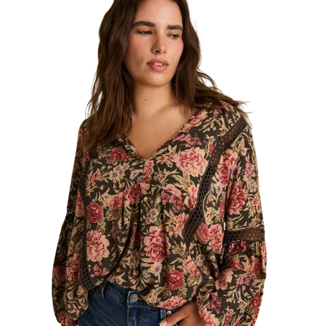 Torrid Festi Dark Floral Peasant Top