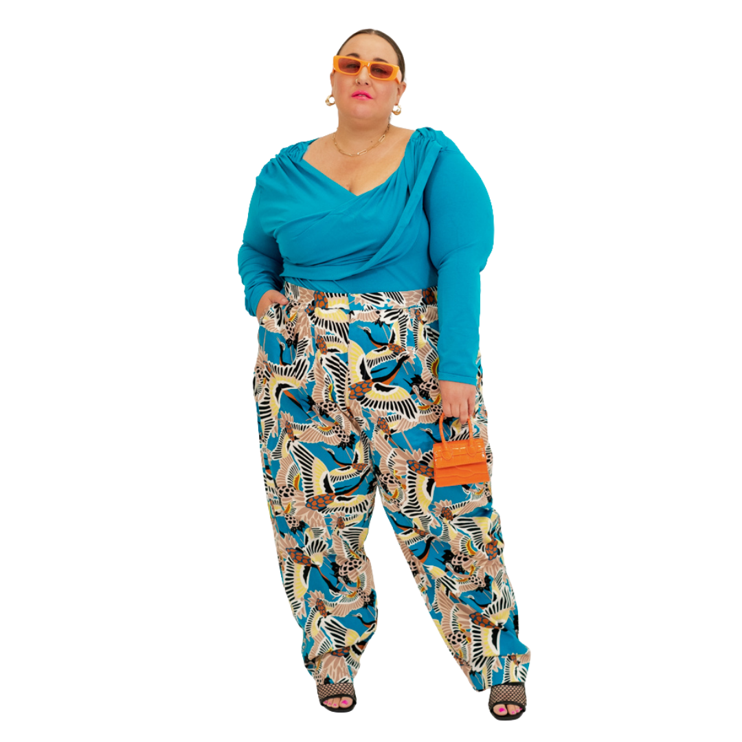 Teal Long Sleeve Shirt with Draping Details NWT