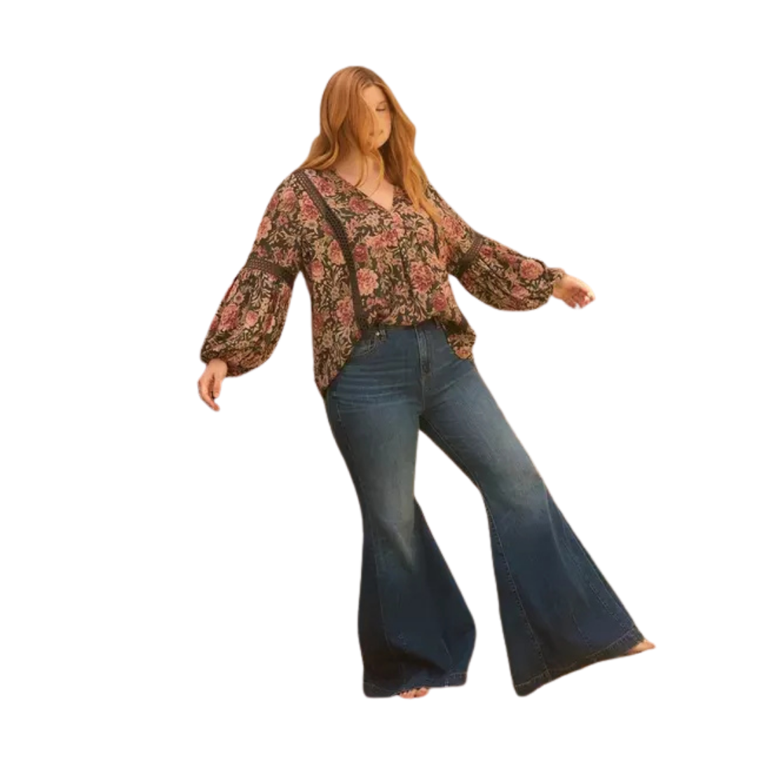 Torrid Festi Dark Floral Peasant Top