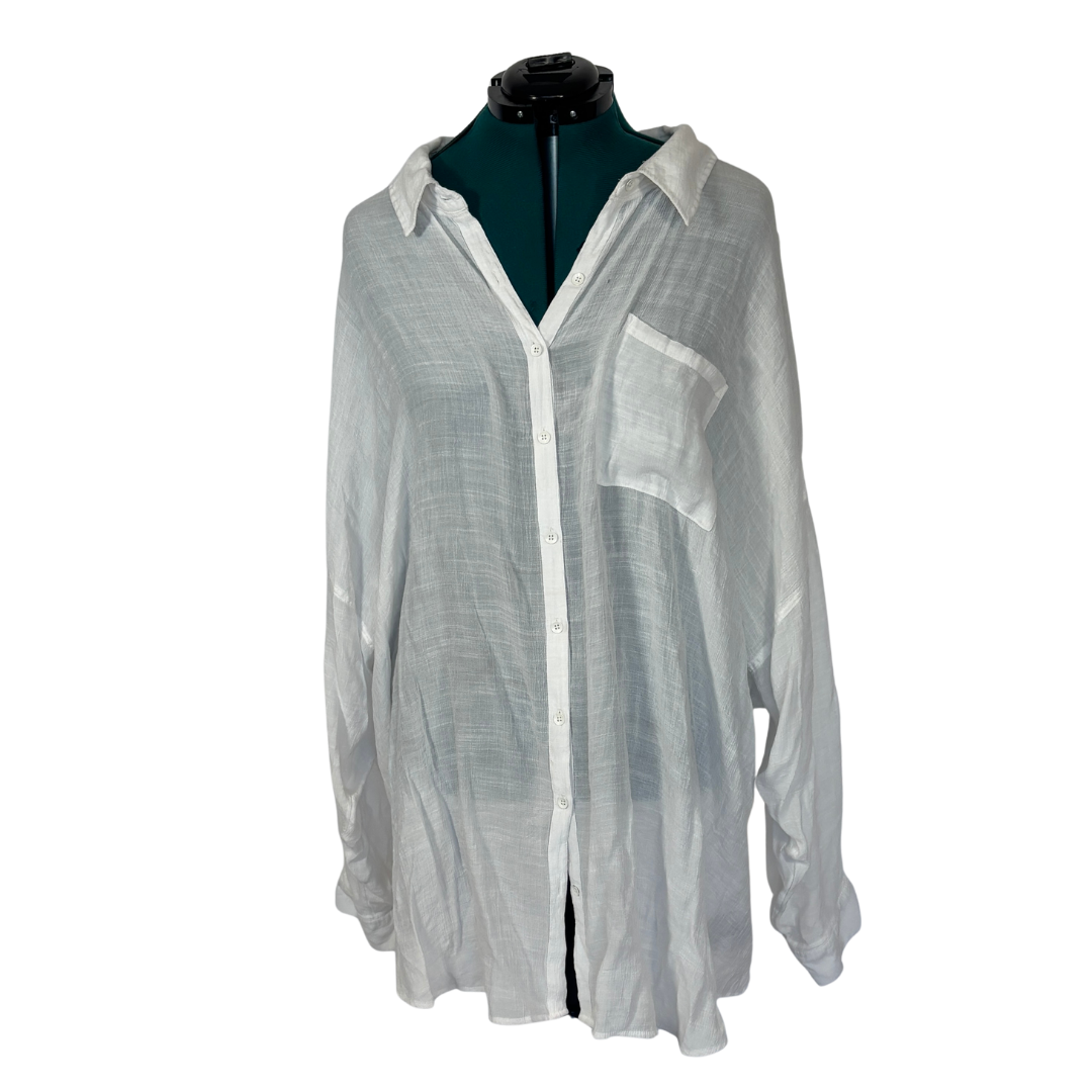 Torrid White Lightweight Long Sleeve Button Down Top