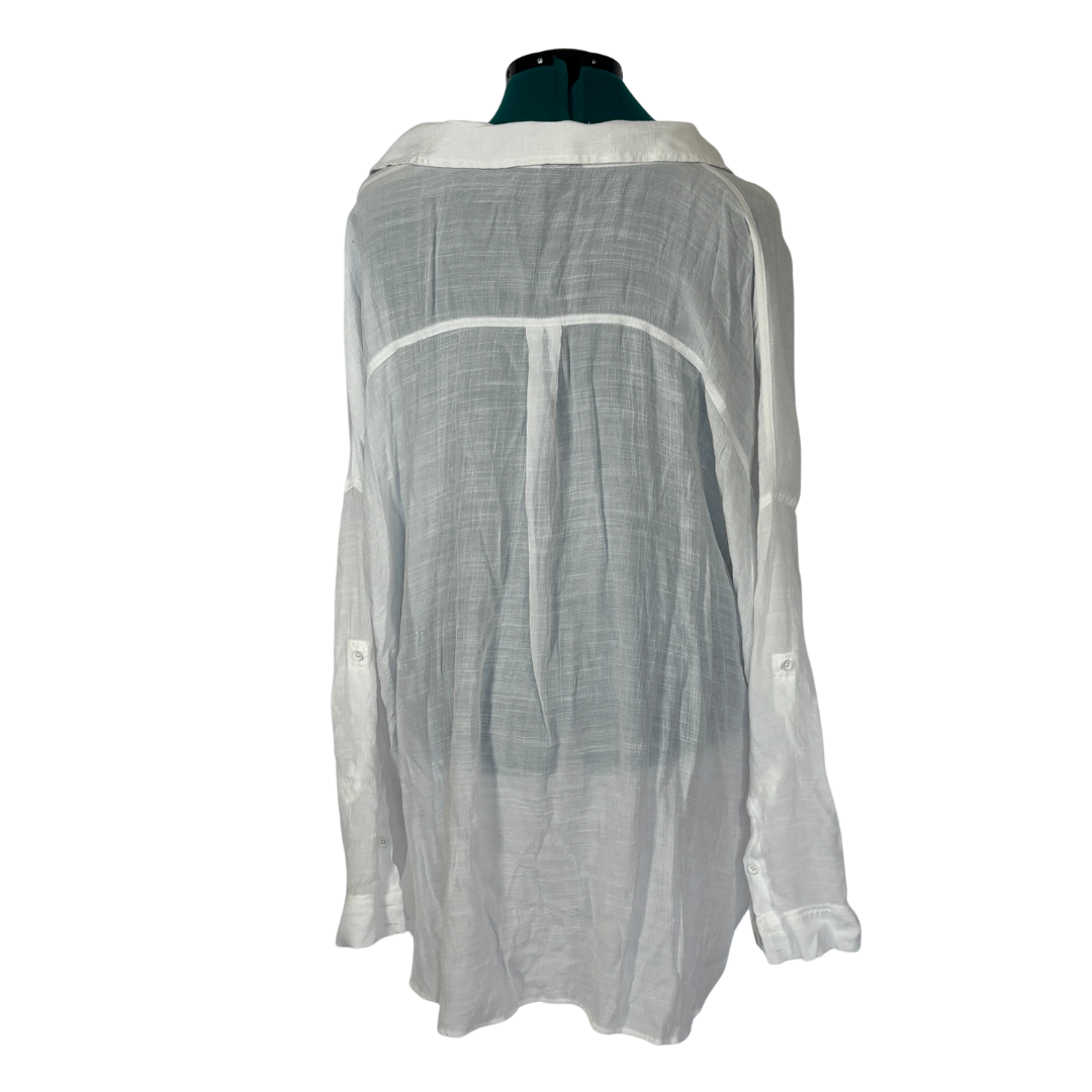 Torrid White Lightweight Long Sleeve Button Down Top