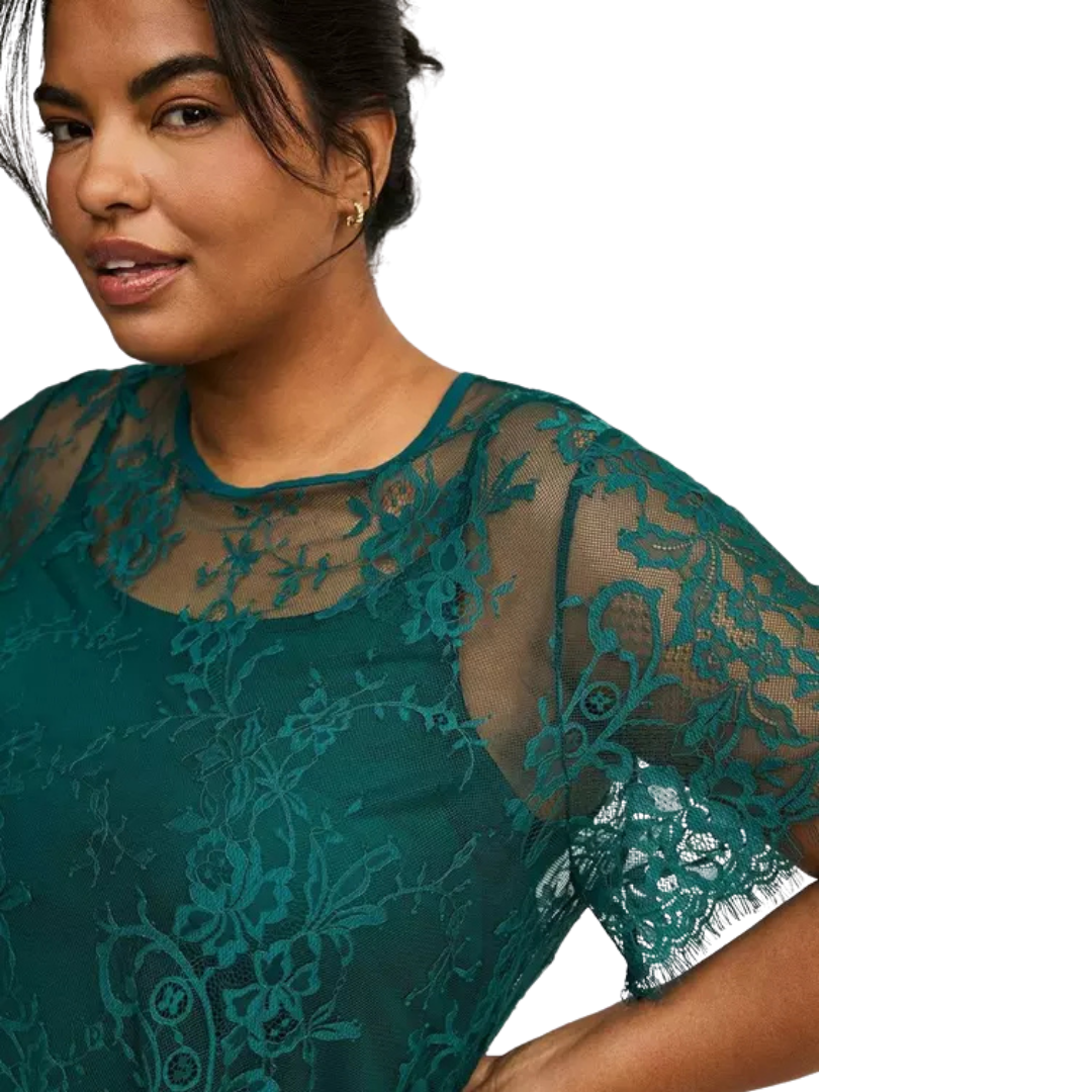 Torrid Green Lace Overlay Shirt with Matching Cami