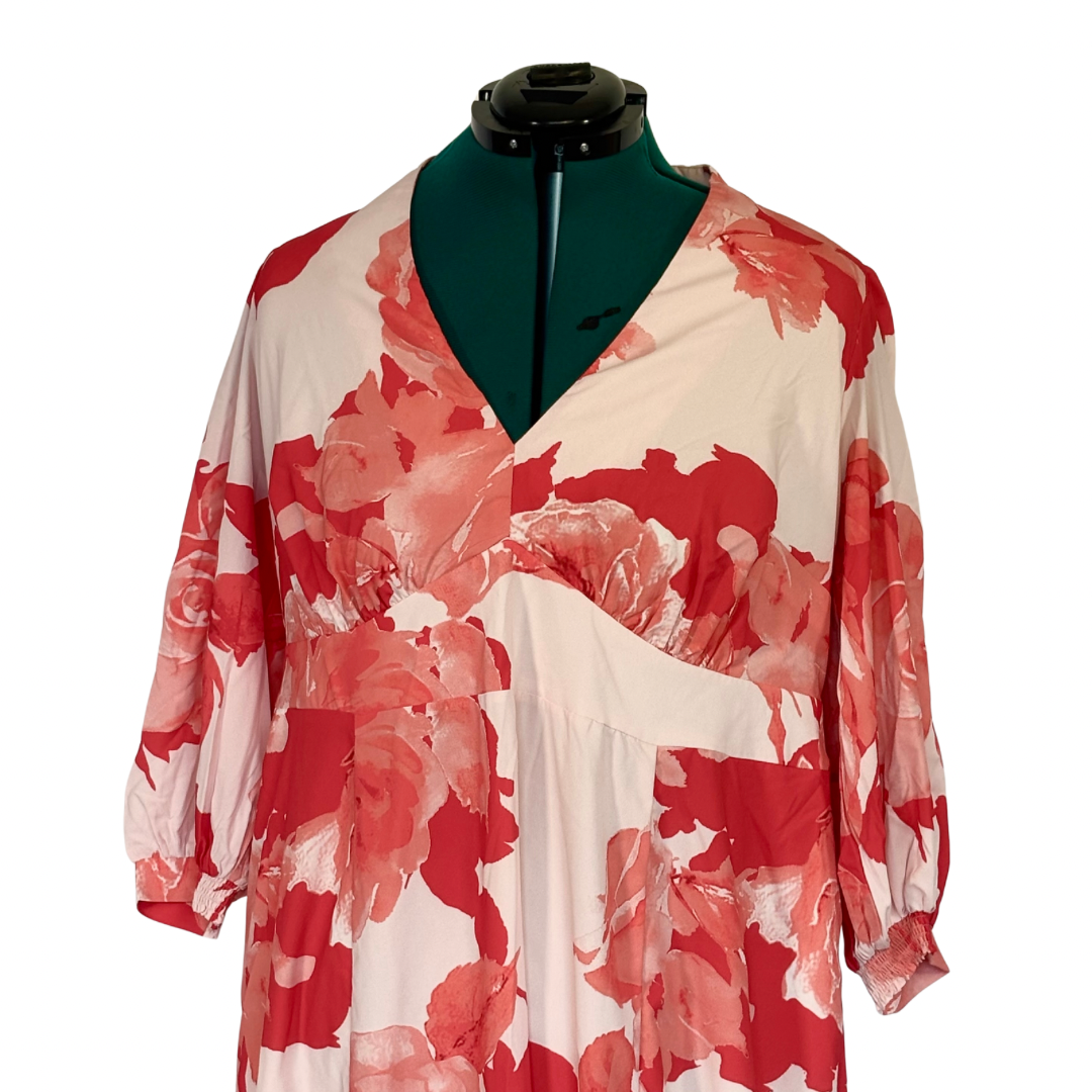 Orange and Peach Floral Full Length Dress