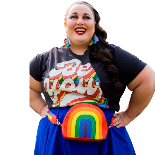 "Be You" Black and Rainbow Graphic Pride Tee