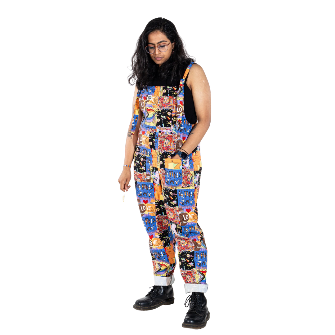 Lucy and Yak Pride Patchwork Dungaree Jumpsuit