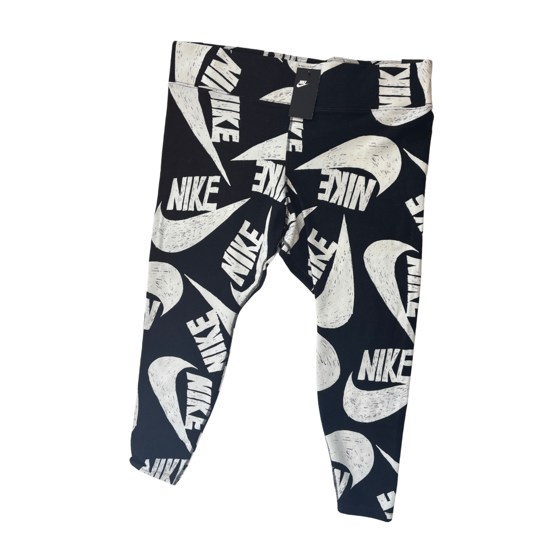 Nike Black and White Scribble Logo Leggings NWT