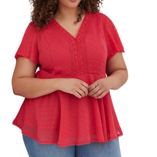 Torrid Hot Pink V Neck Blouse