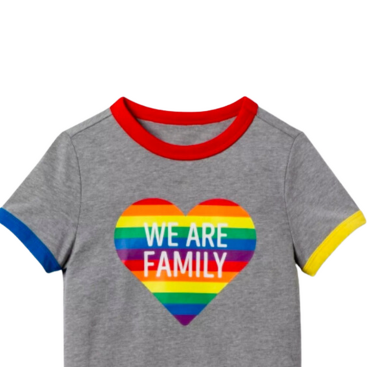 "We Are Family" Pride Graphic Ringer Tee