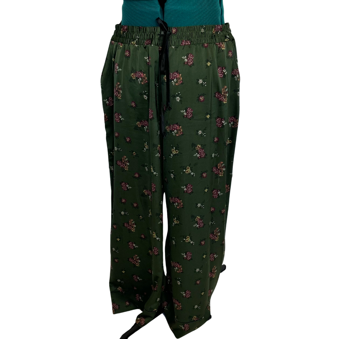 Two Piece Green Duster and Wide Leg Pant Set