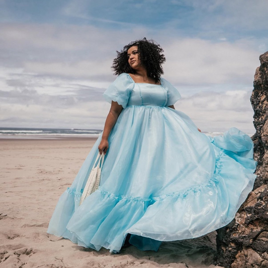 Jessa Kae Collection Blue Puff Sleeve Wendy Dress