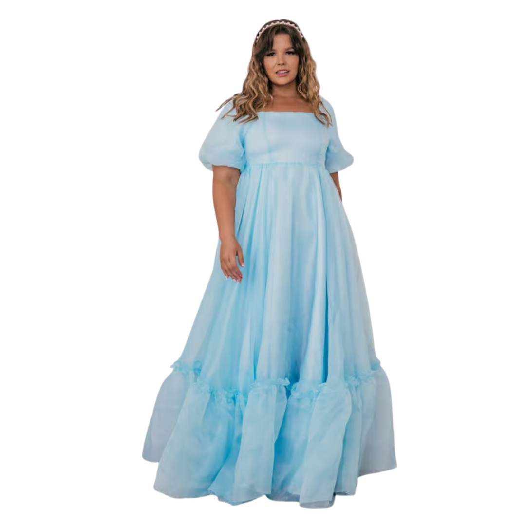 Jessa Kae Collection Blue Puff Sleeve Wendy Dress