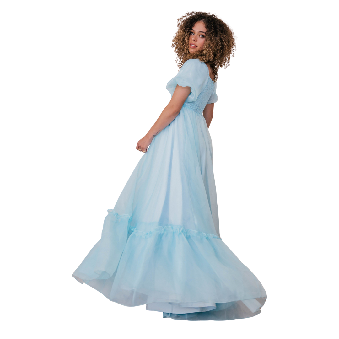 Jessa Kae Collection Blue Puff Sleeve Wendy Dress