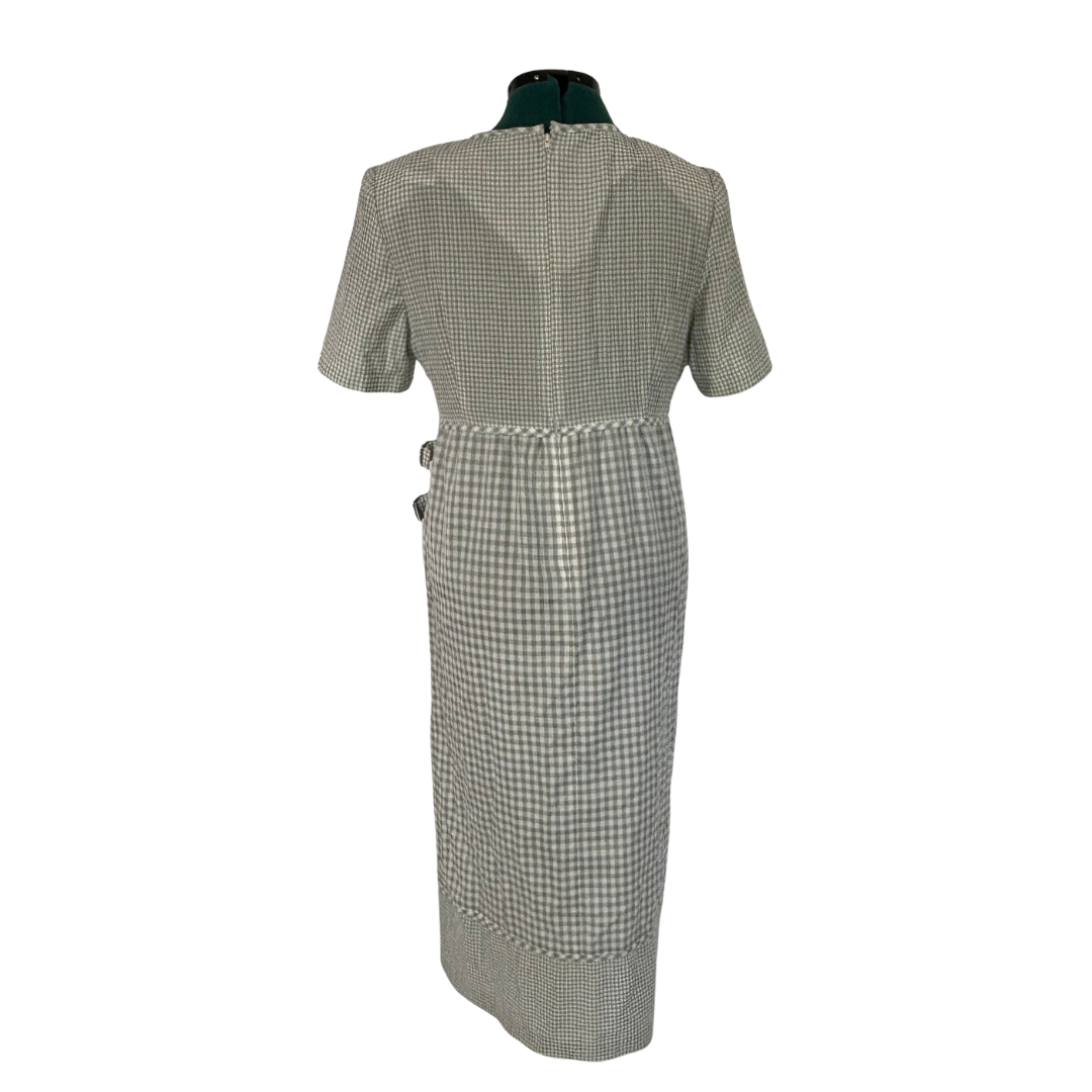 Vintage Betsy Lauren Beige Gingham Button Front 90s Teacher Dress