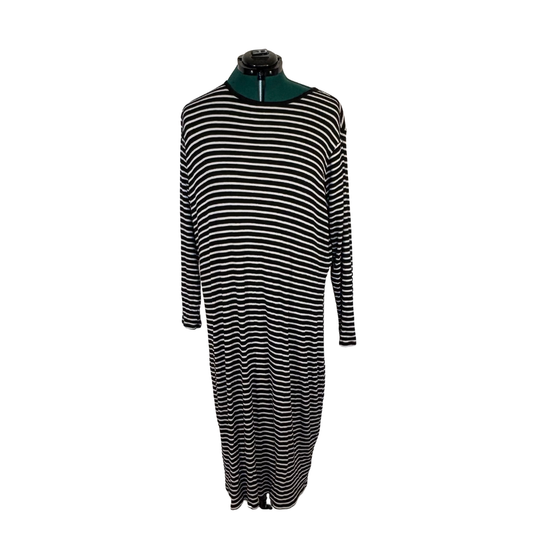 Black and White Stripe Midi Sweater Dress