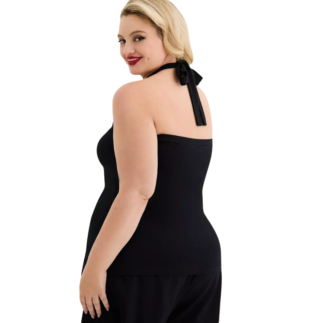 Torrid Retro Chic Black Cross Neck Halter Top
