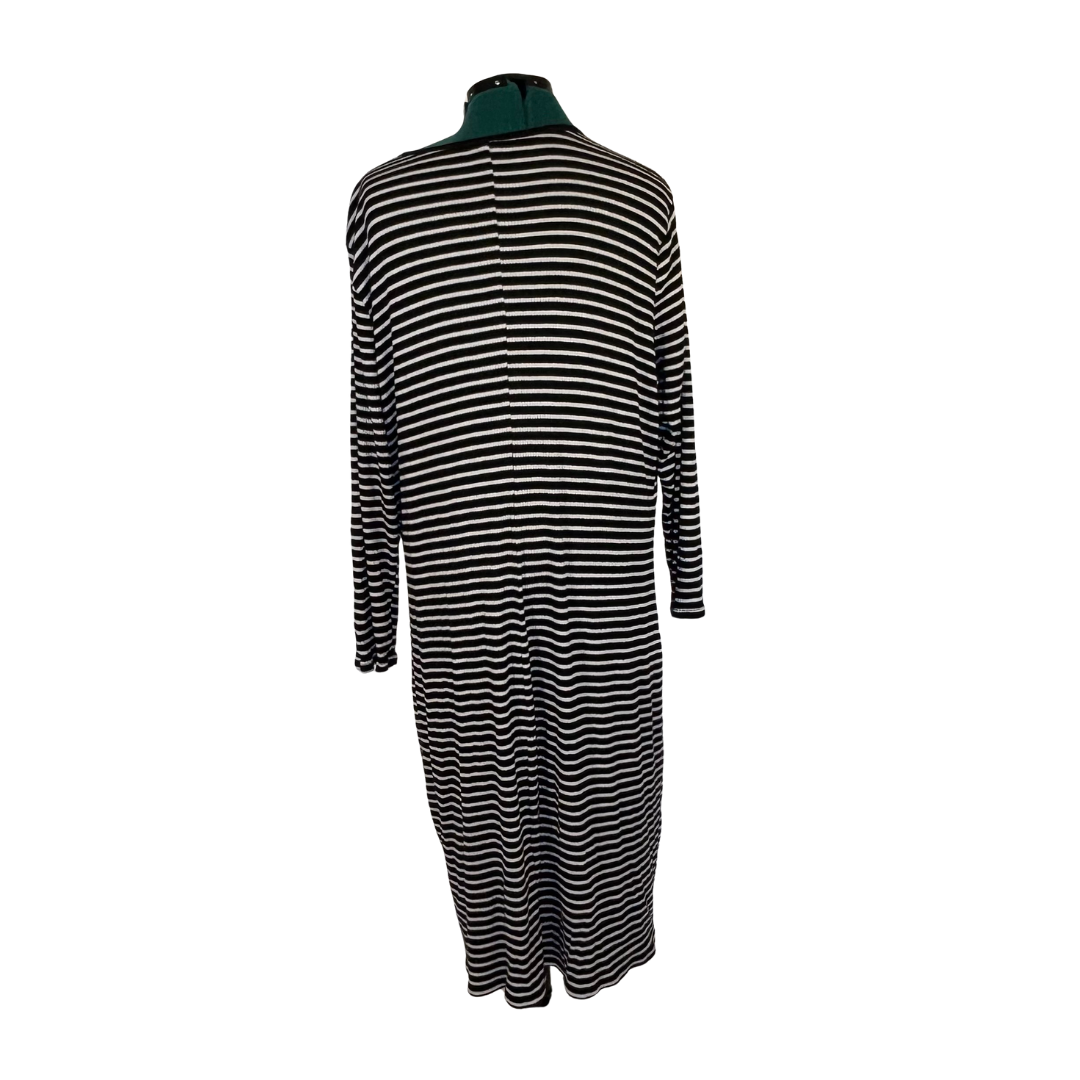 Black and White Stripe Midi Sweater Dress