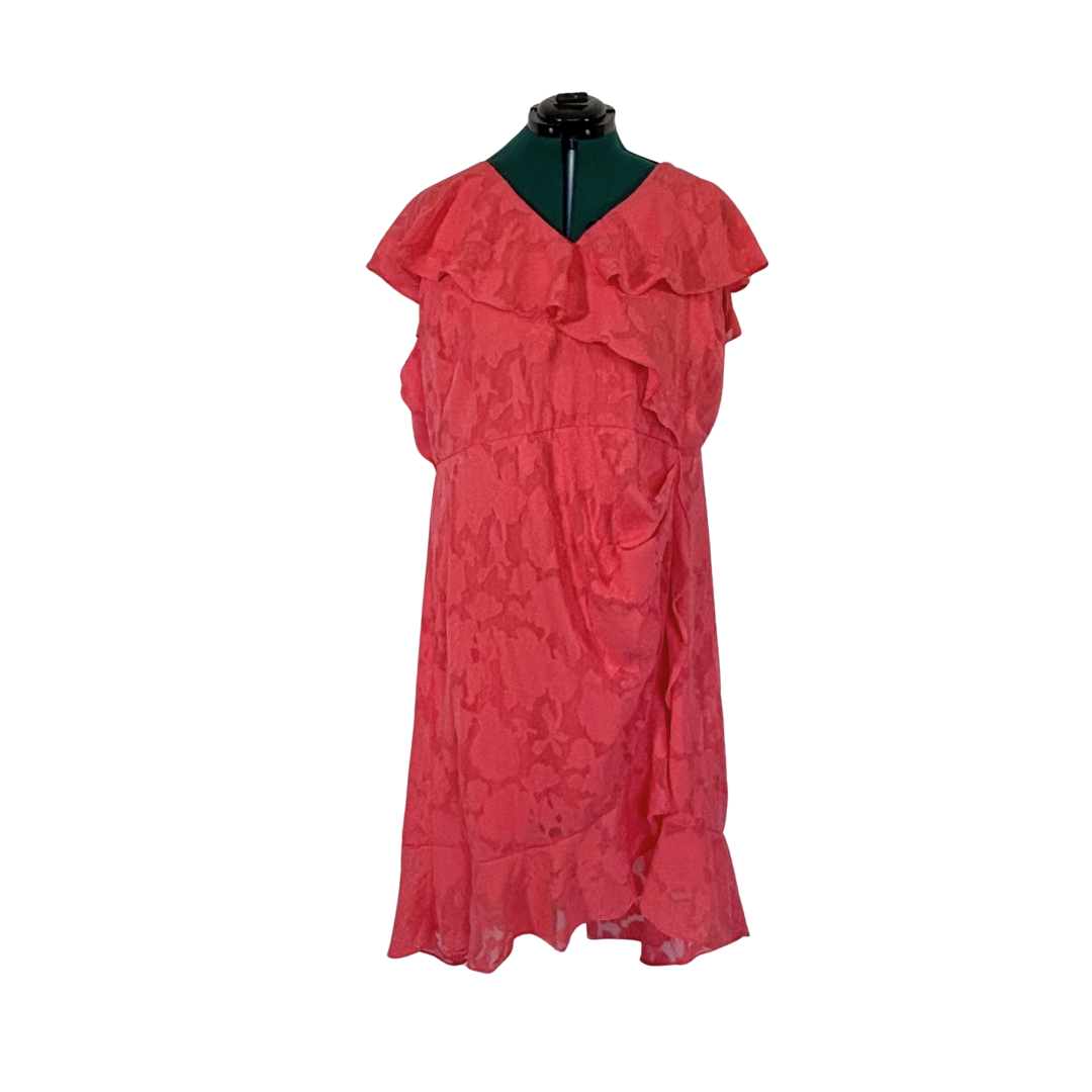 Coral Pink Floral Jaccard Midi Dress