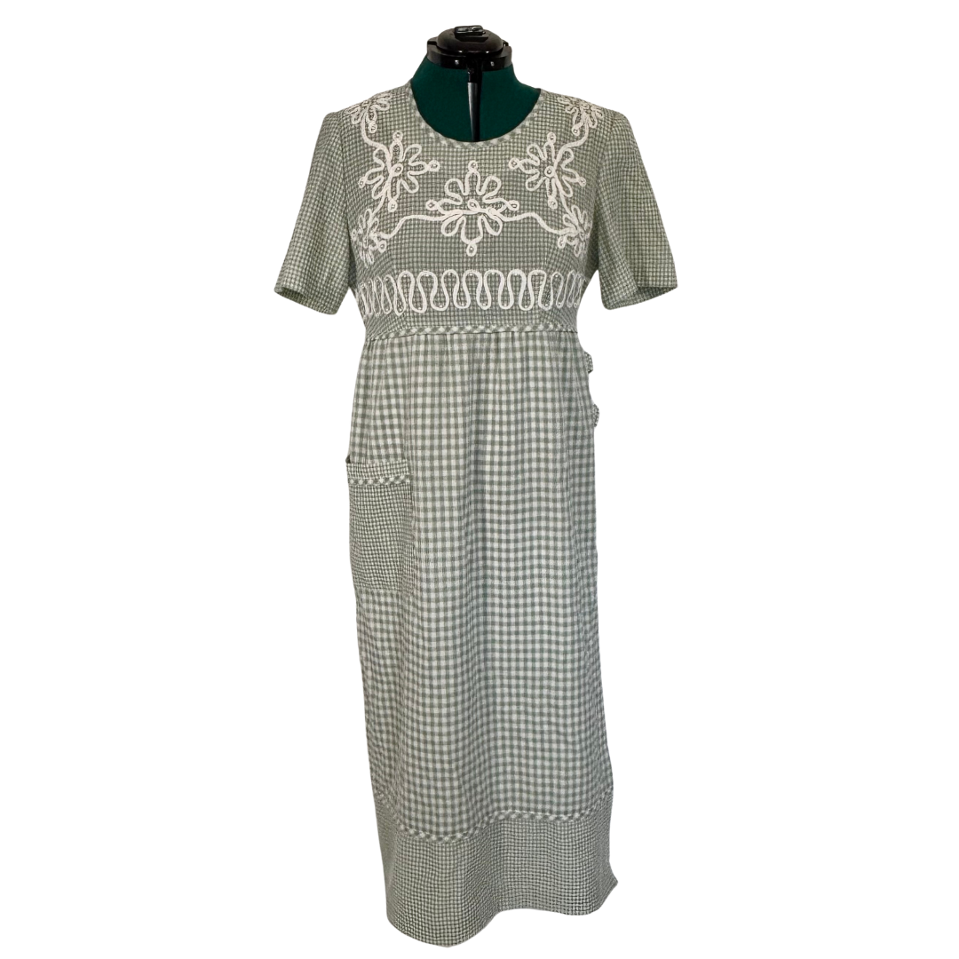 Vintage Plaza South Mint and White Gingham 90s Teacher Dress