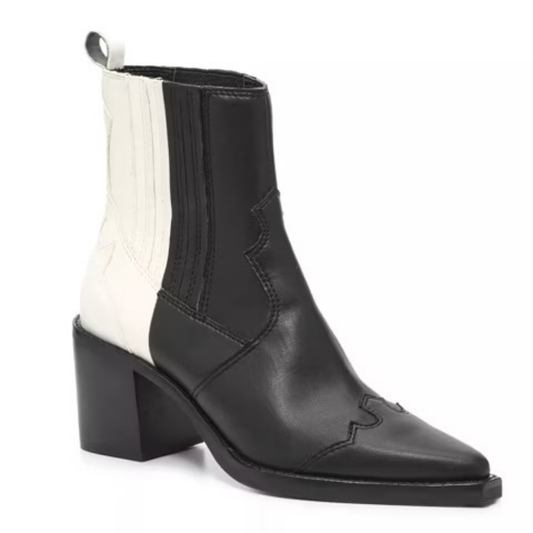 Cowboy Style Black and White Ankle Boots (Size 11)