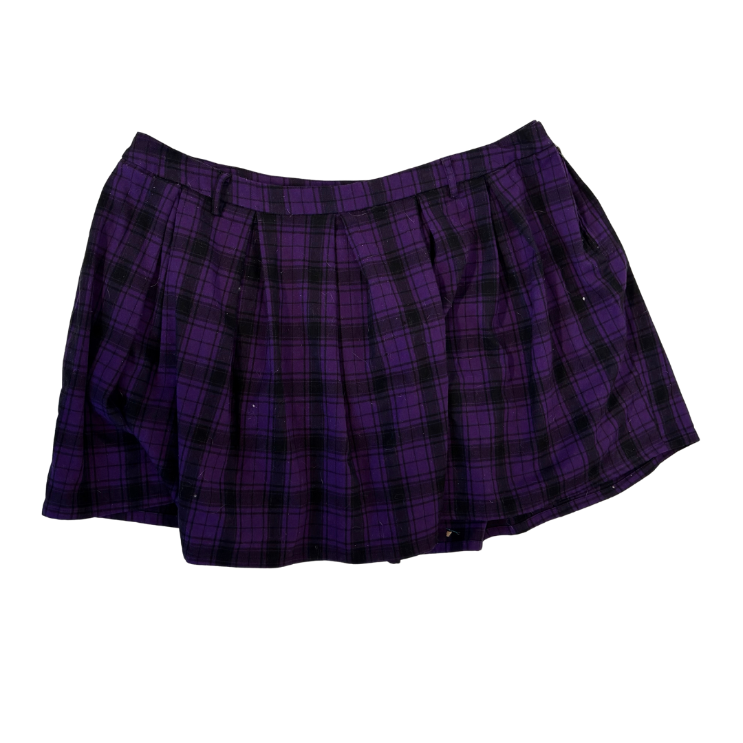 Hot Topic Purple Plaid Pleated Mini Skirt (Without Chain)