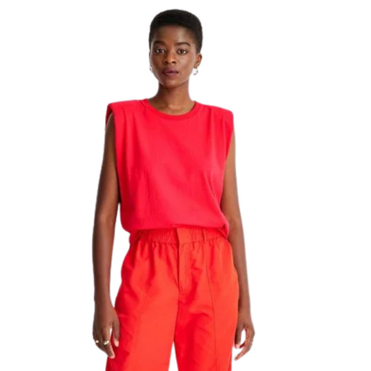 Red Sleeveless Top with Back Cut Out