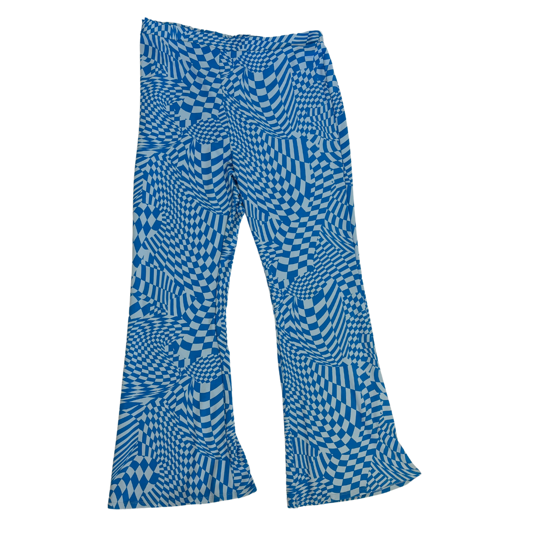 Blue Checkered Flare Pants