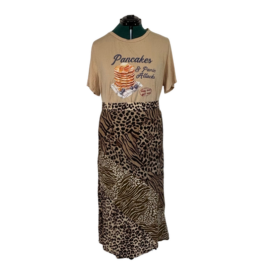 Vintage Mixed Animal Print Midi Skirt