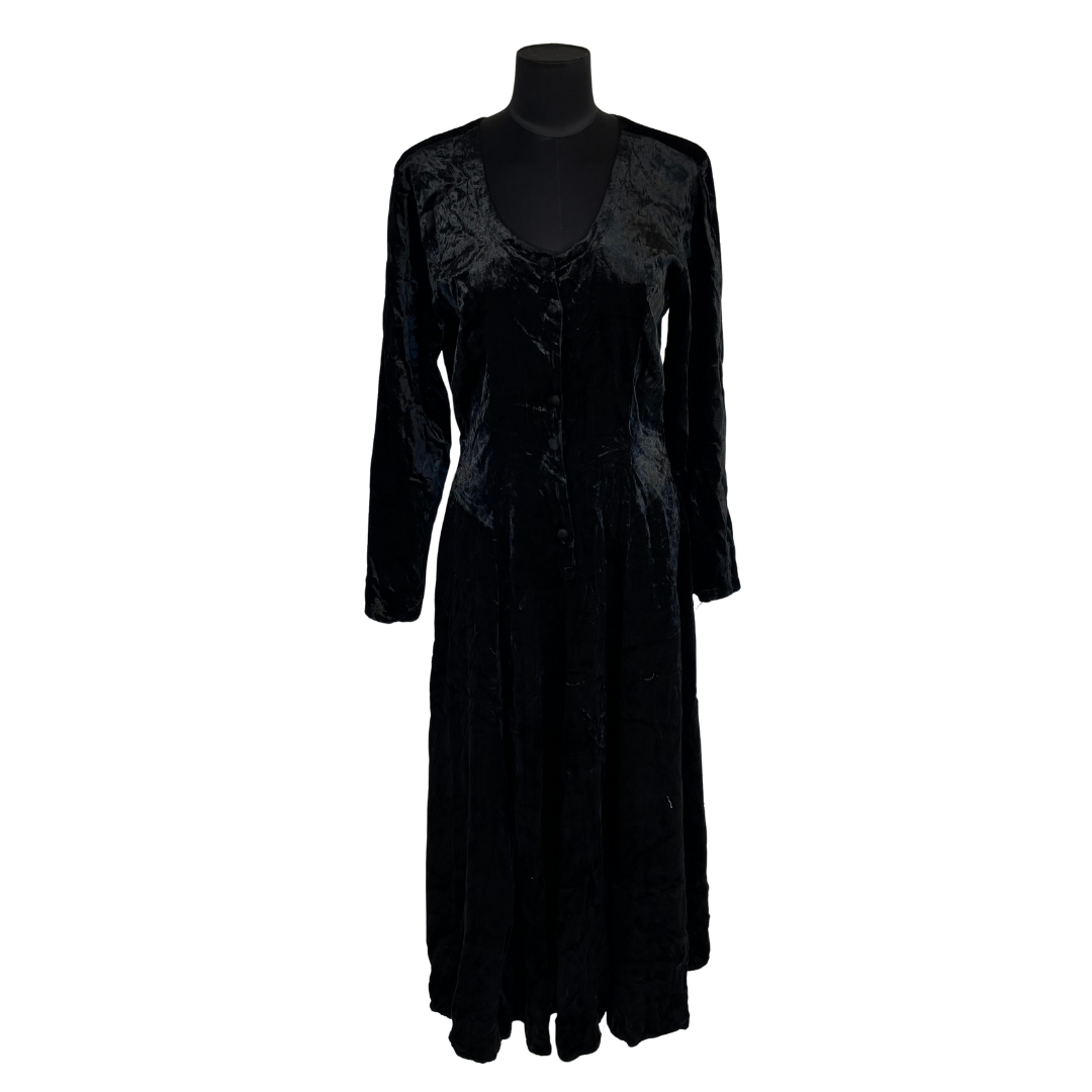 Vintage Black Velvet Midi Dress