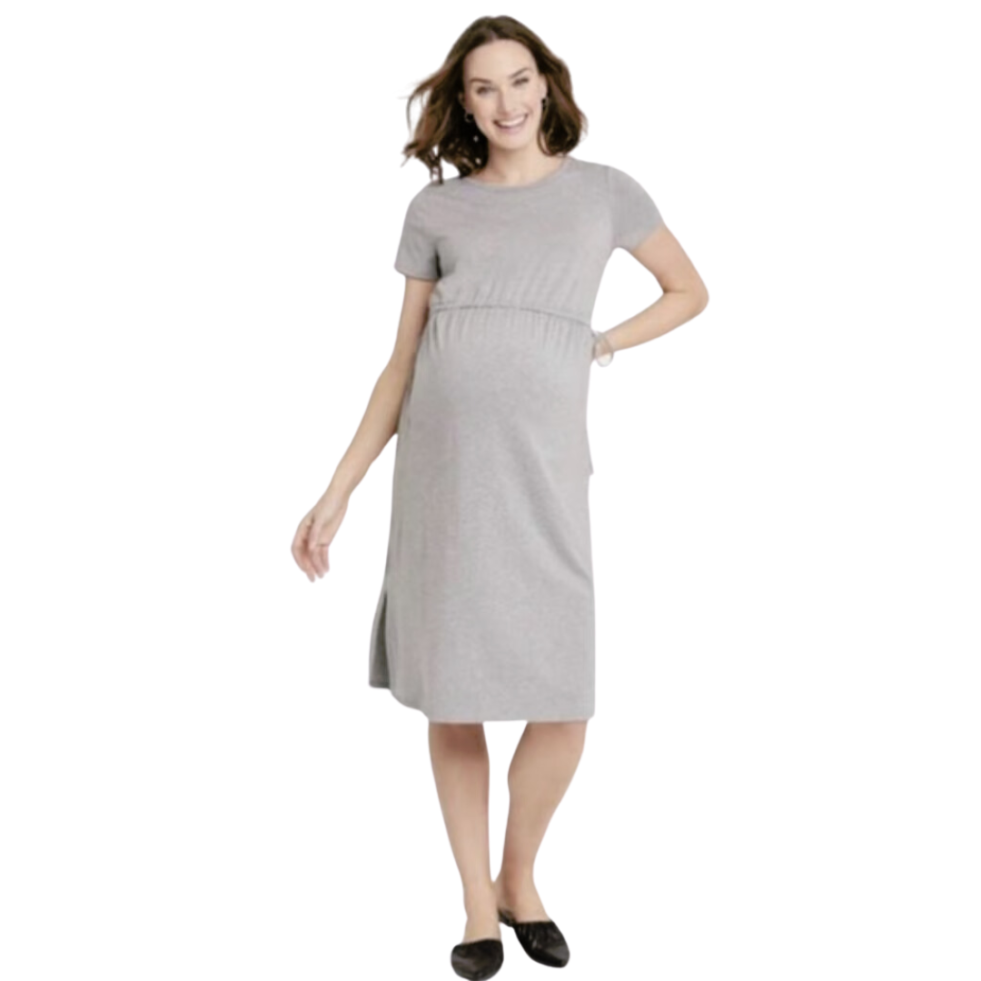 Grey Drawstring Waist T Shirt Maternity Dress NWT