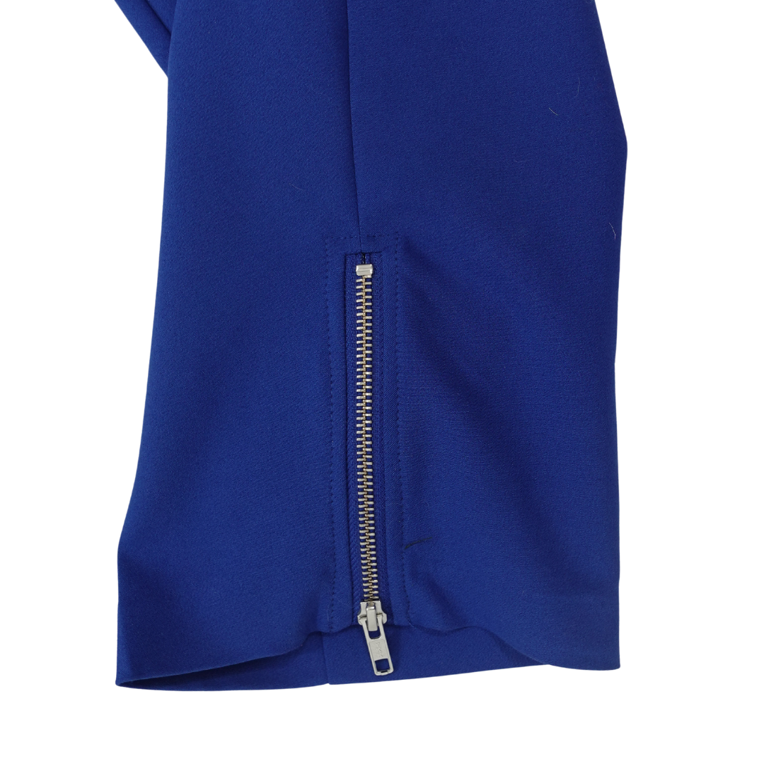 Blue Dress Pants with Ankle Zipper Detail