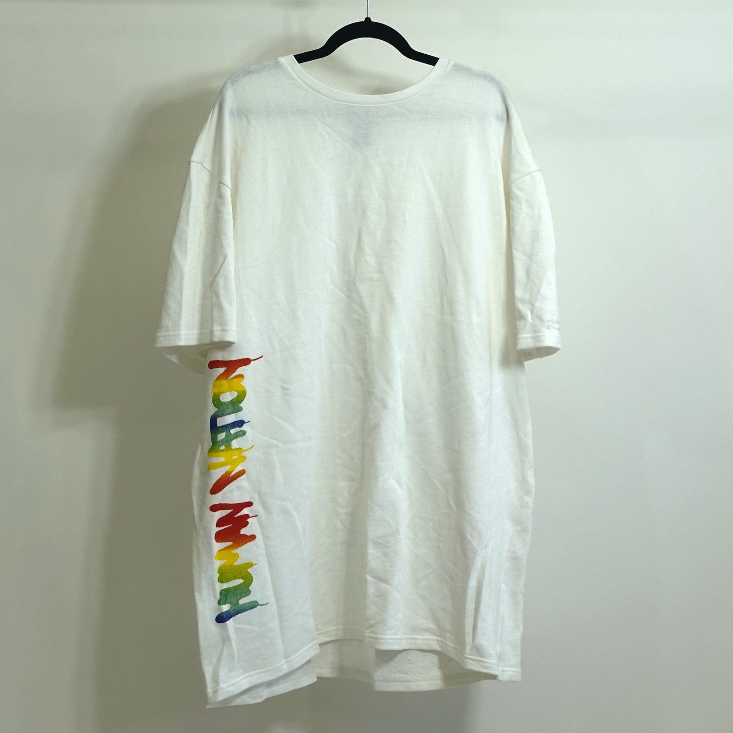 White/ Rainbow "Human Nation" T Shirt Dress